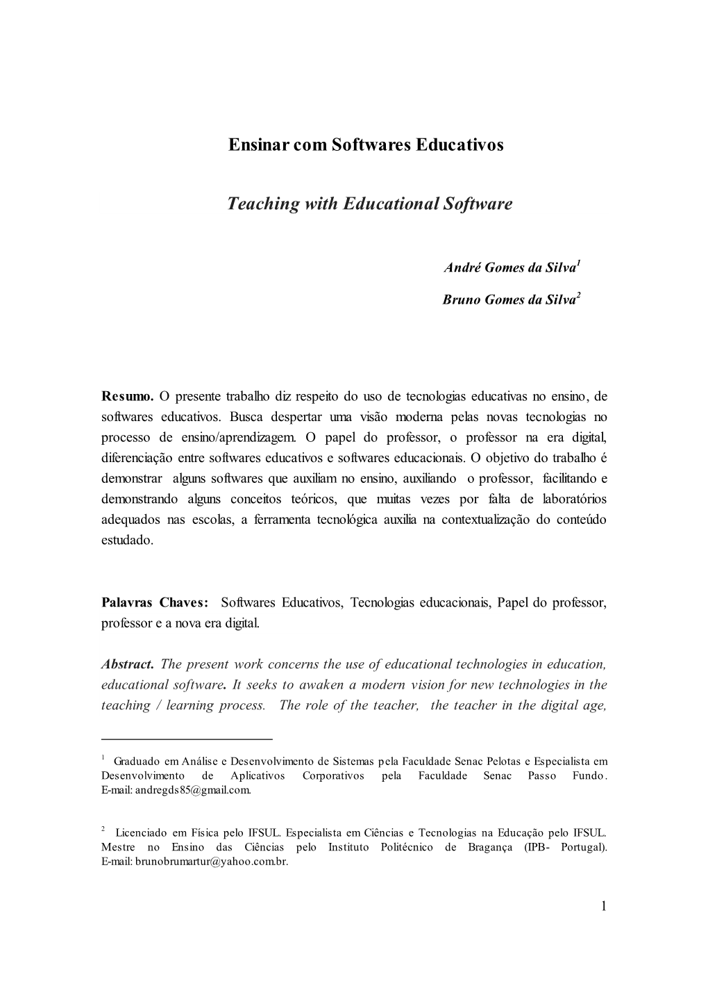 Ensinar Com Softwares Educativos Teaching with Educational Software