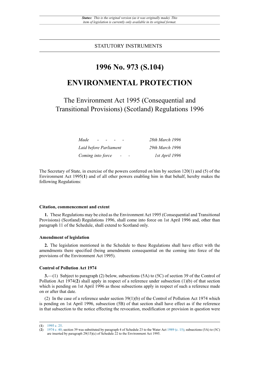 (Consequential and Transitional Provisions) (Scotland) Regulations 1996