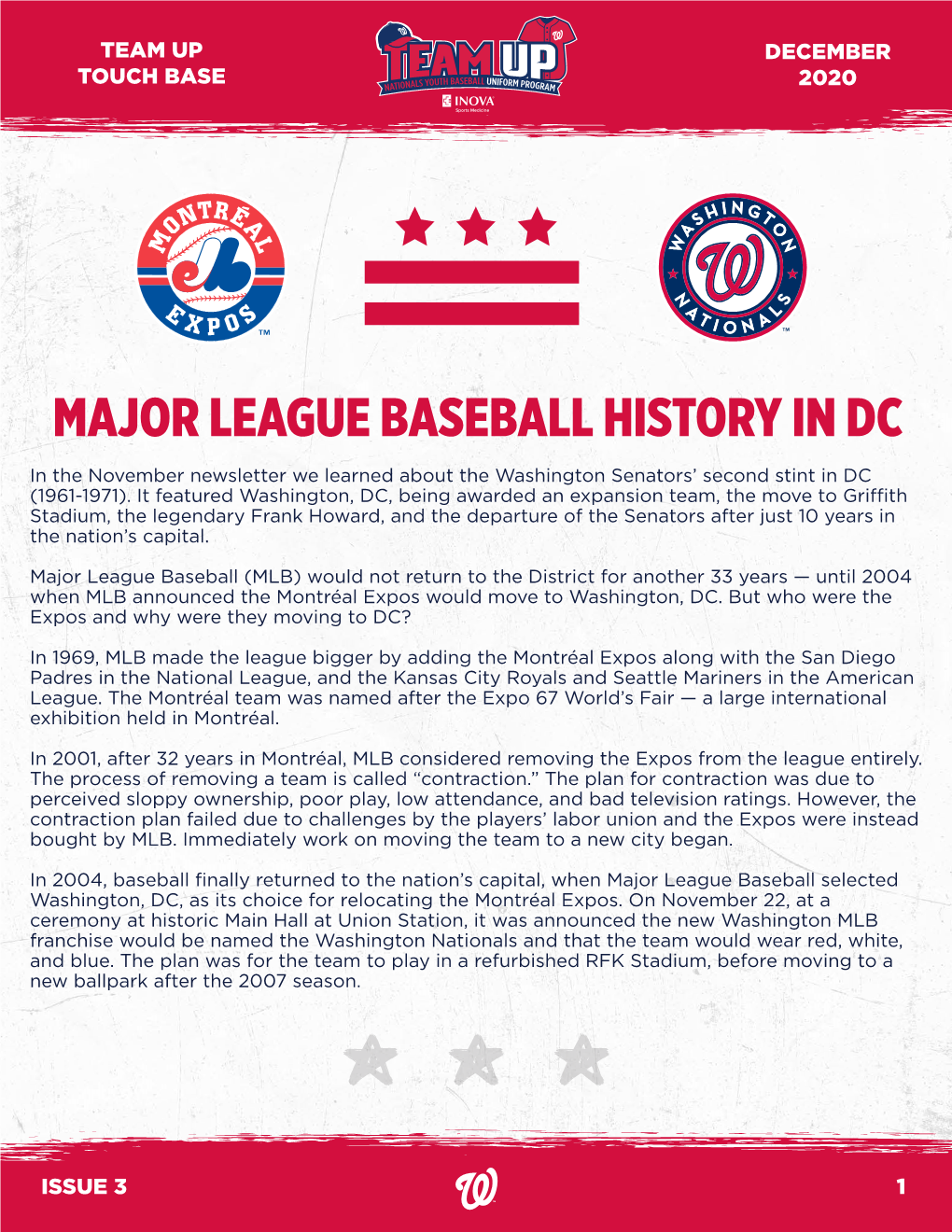 MAJOR LEAGUE BASEBALL HISTORY in DC in the November Newsletter We Learned About the Washington Senators’ Second Stint in DC (1961-1971)