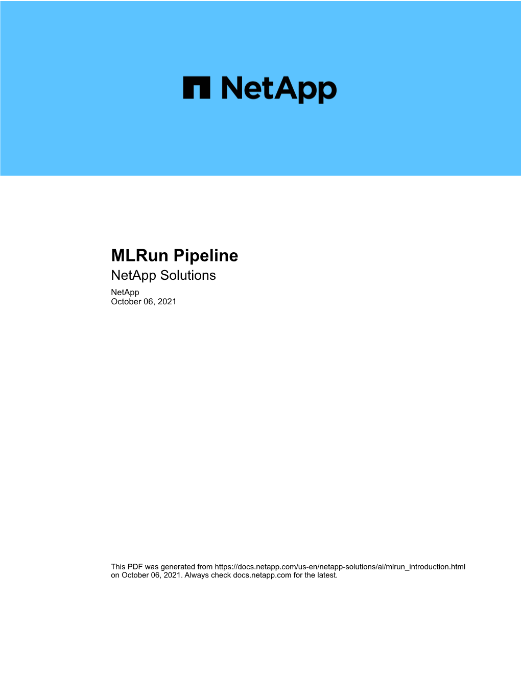 Mlrun Pipeline : Netapp Solutions