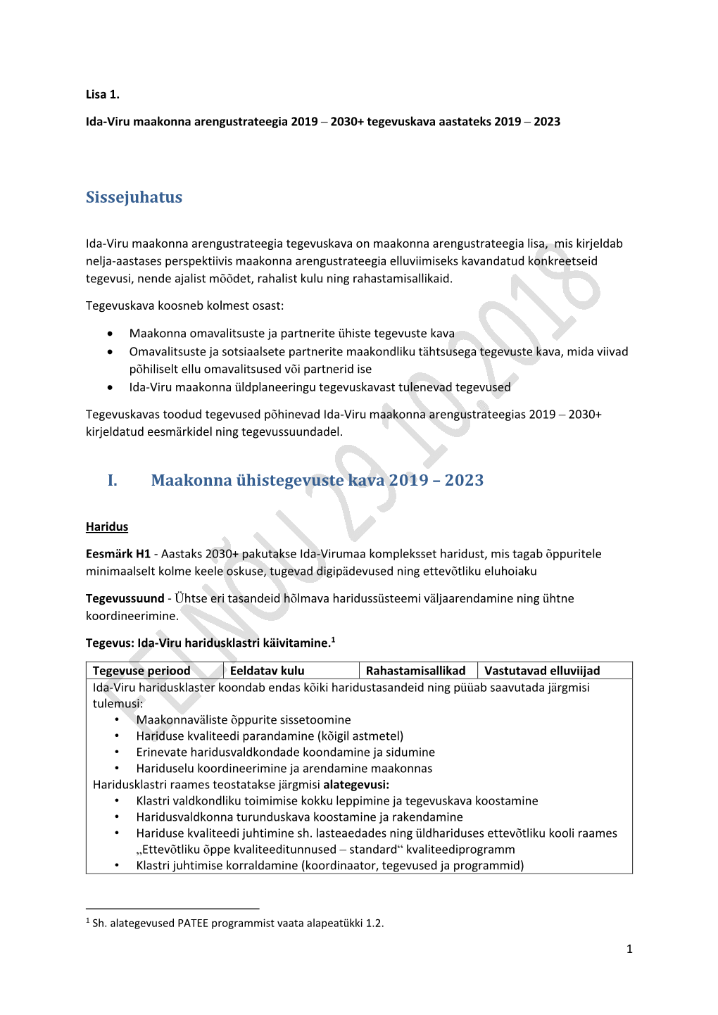 Sissejuhatus I. Maakonna Ühistegevuste Kava 2019 – 2023