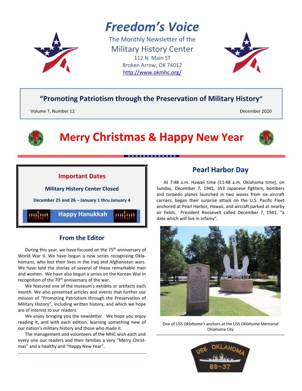 December 2020 Newsletter