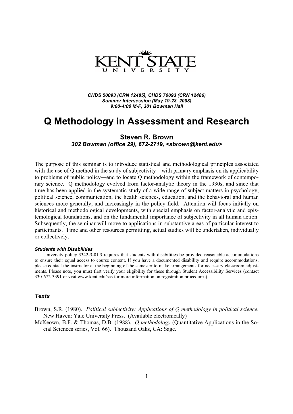 Q Methodology in Assessment and Research