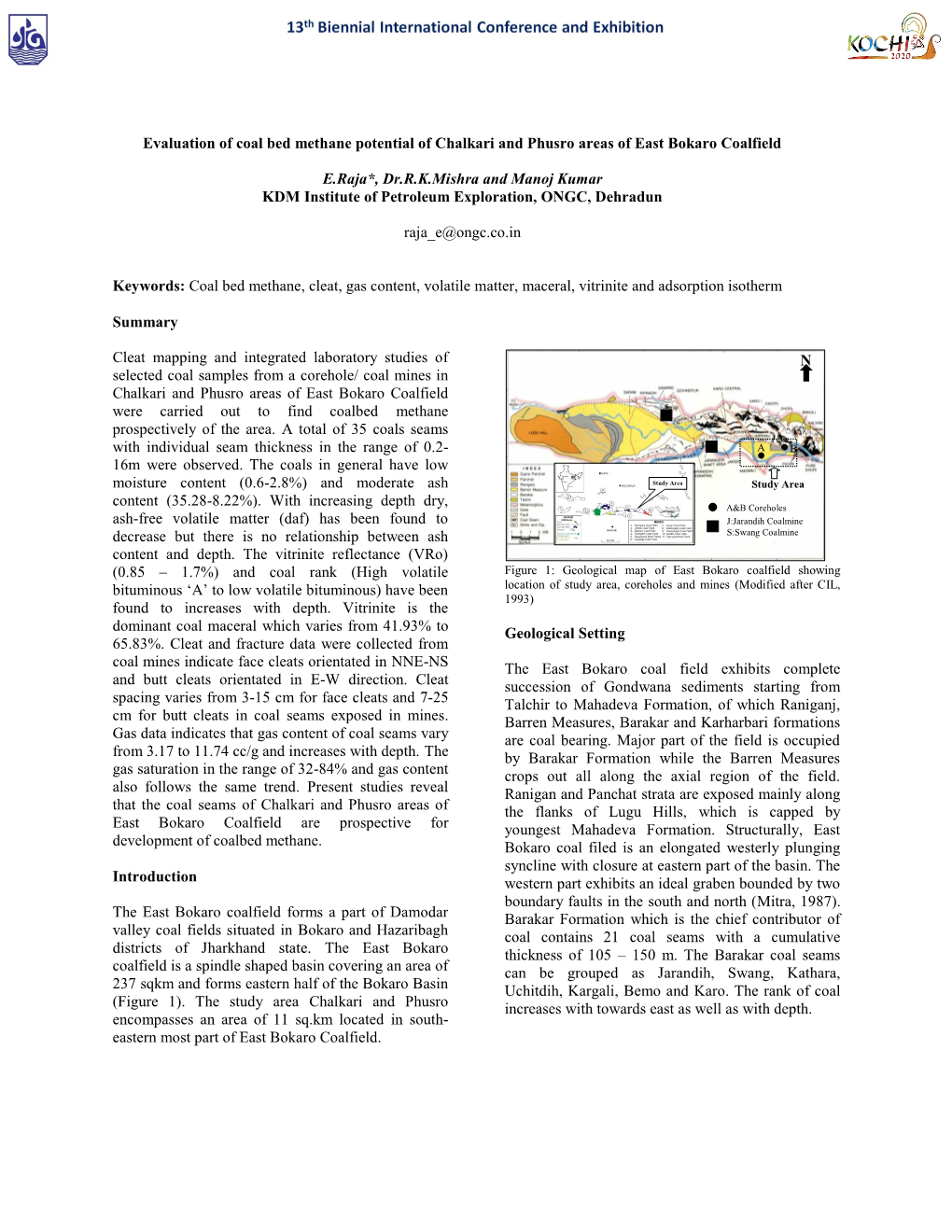 Evaluation of Coal Bed Methane Potential of Chalkari and Phusro Areas of East Bokaro Coalfield