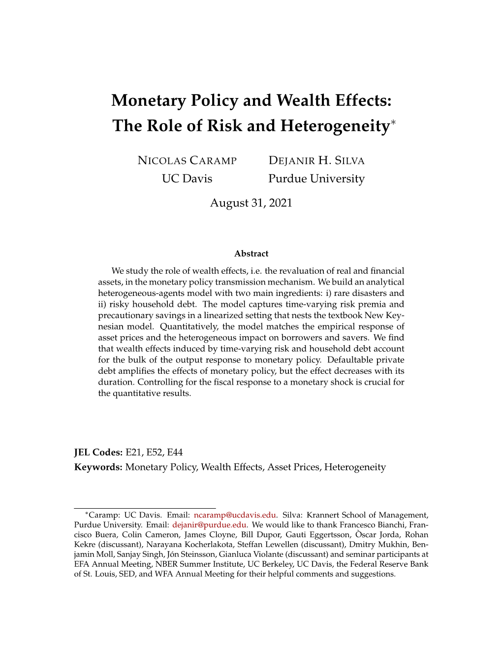 Monetary Policy and Wealth Effects: the Role of Risk and Heterogeneity∗