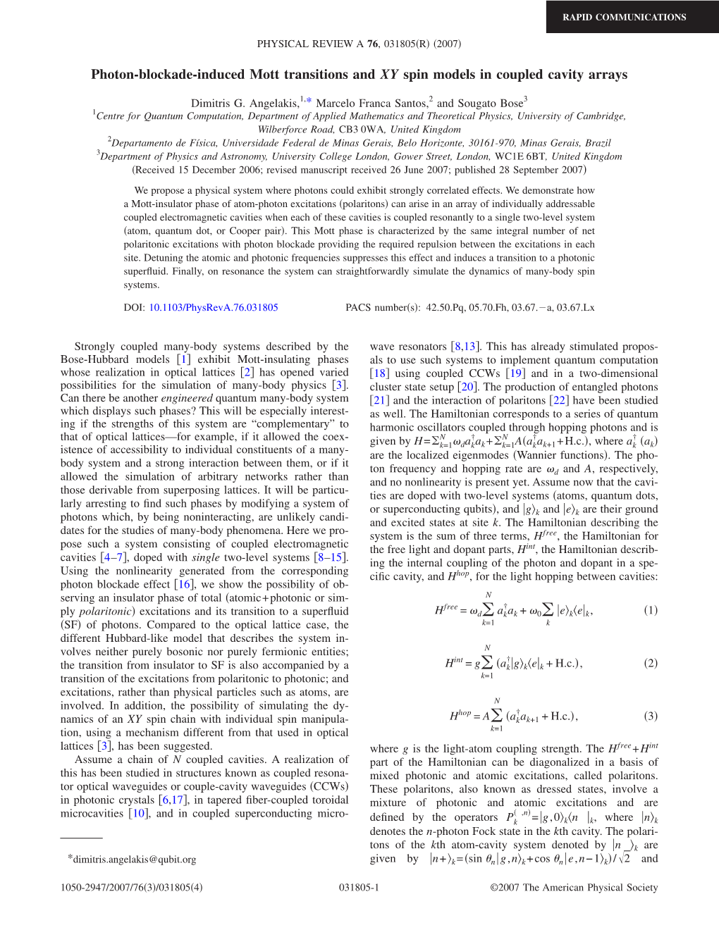 Photon-Blockade-Induced Mott Transitions and XY Spin Models in Coupled Cavity Arrays