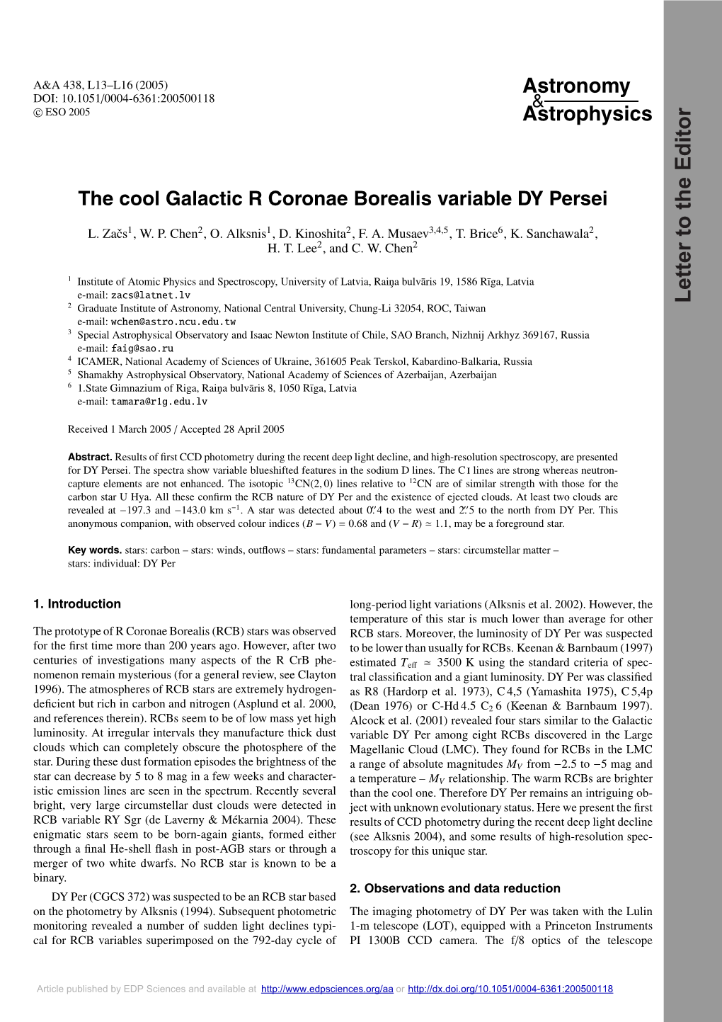 The Cool Galactic R Coronae Borealis Variable DY Persei The