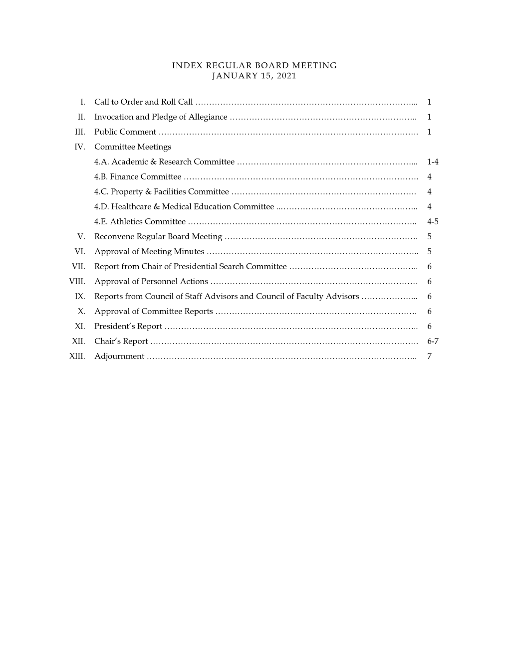 LSU BOS January 15, 2021 Meeting Minutes