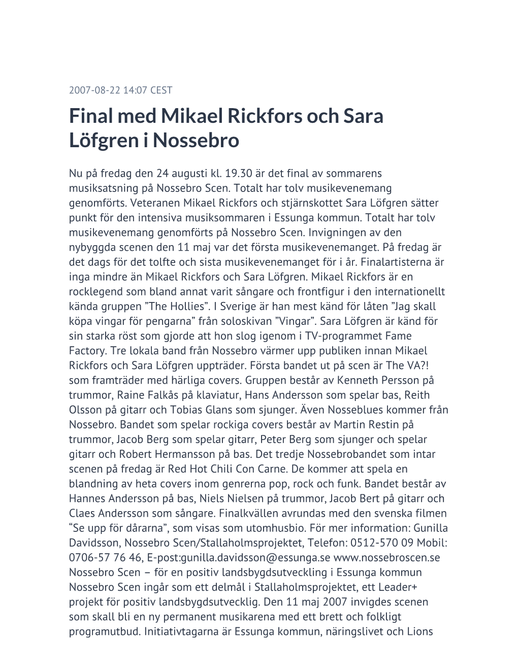 Final Med Mikael Rickfors Och Sara Löfgren I Nossebro