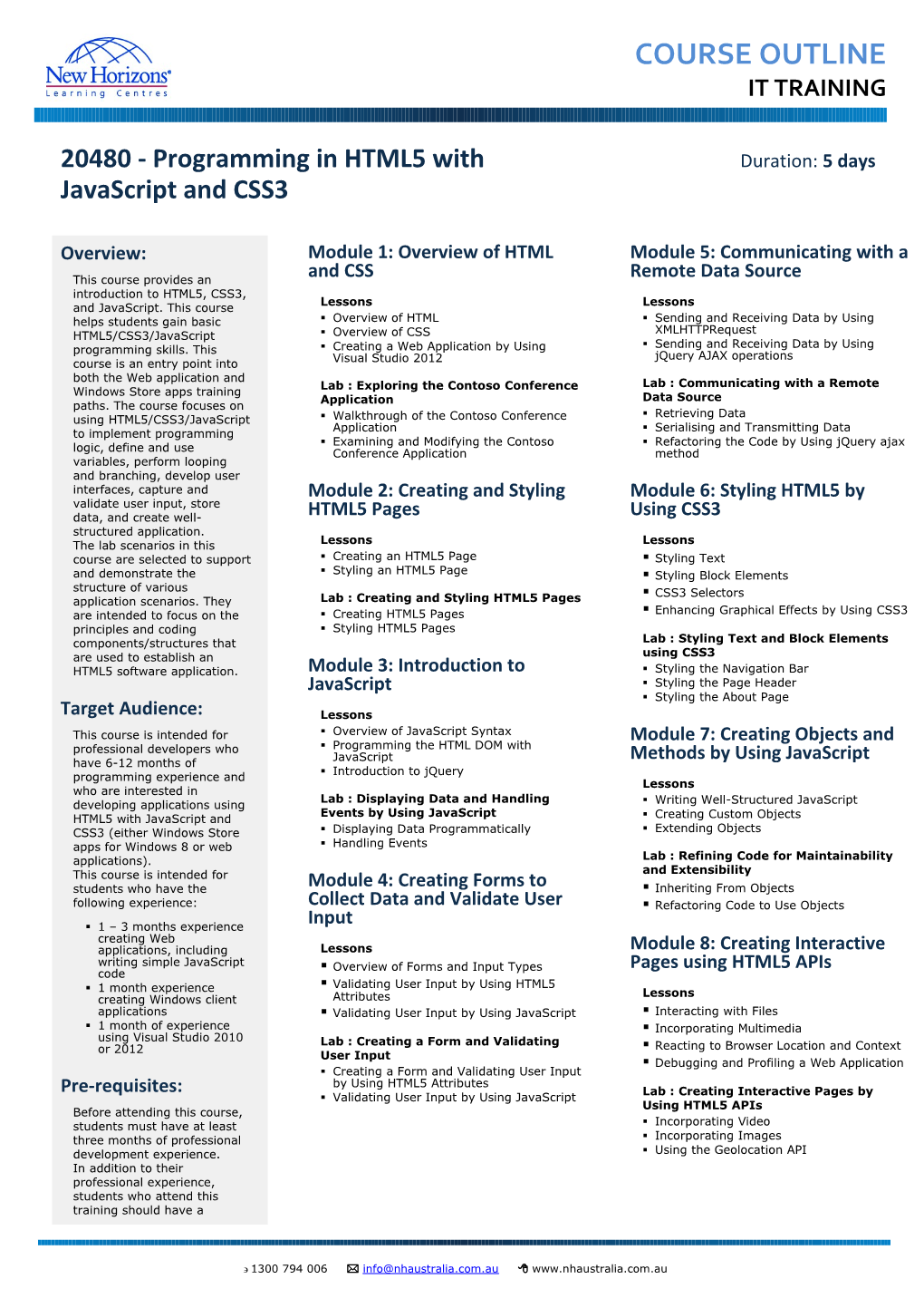 New Horizons Courseware Outlines s7