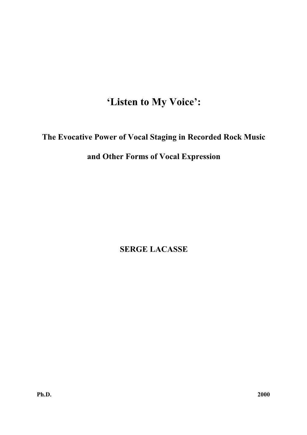 The Evocative Power of Vocal Staging in Recorded Rock Music and Other