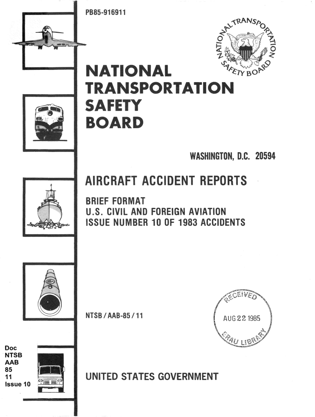 Ntsb/Aab 85/11 I Pb85-916911 4