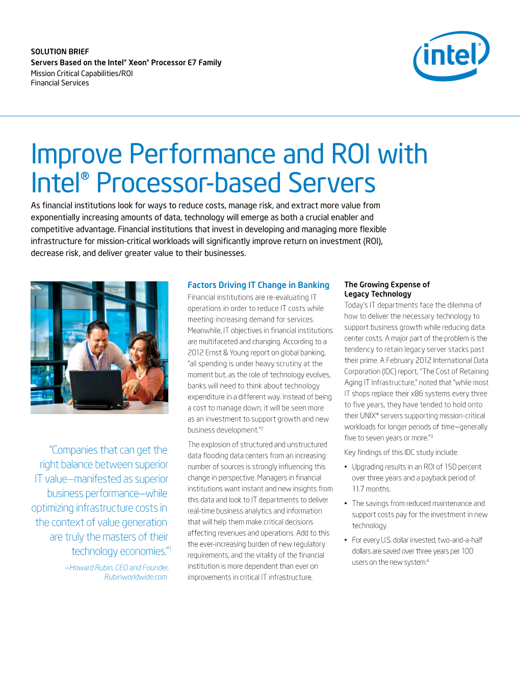 Improve Performance and ROI with Intel® Processor-Based Servers