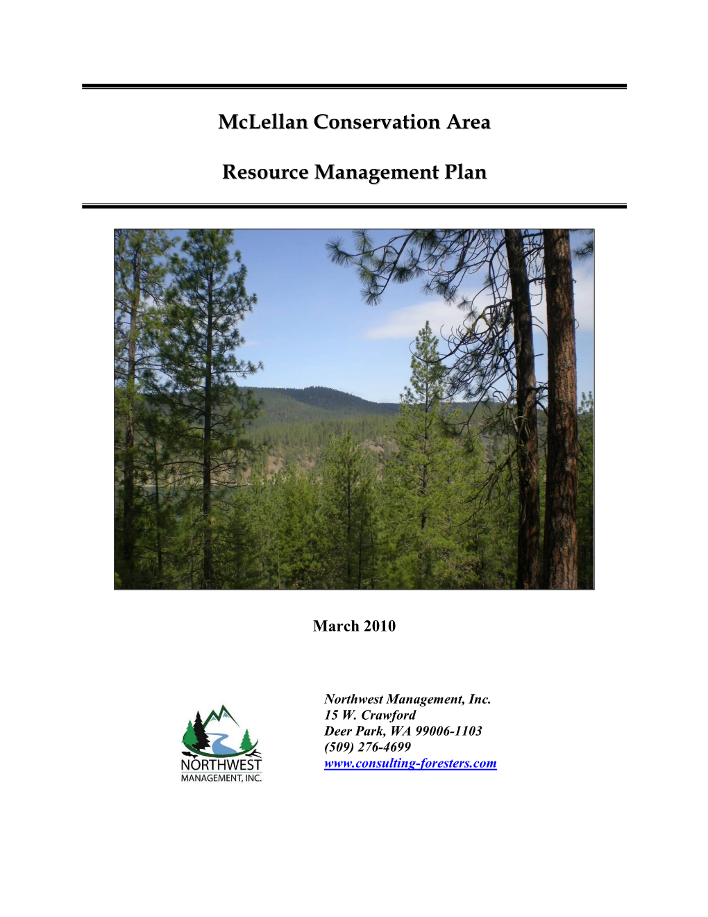 Mclellan Conservation Area Resource Management Plan Page I