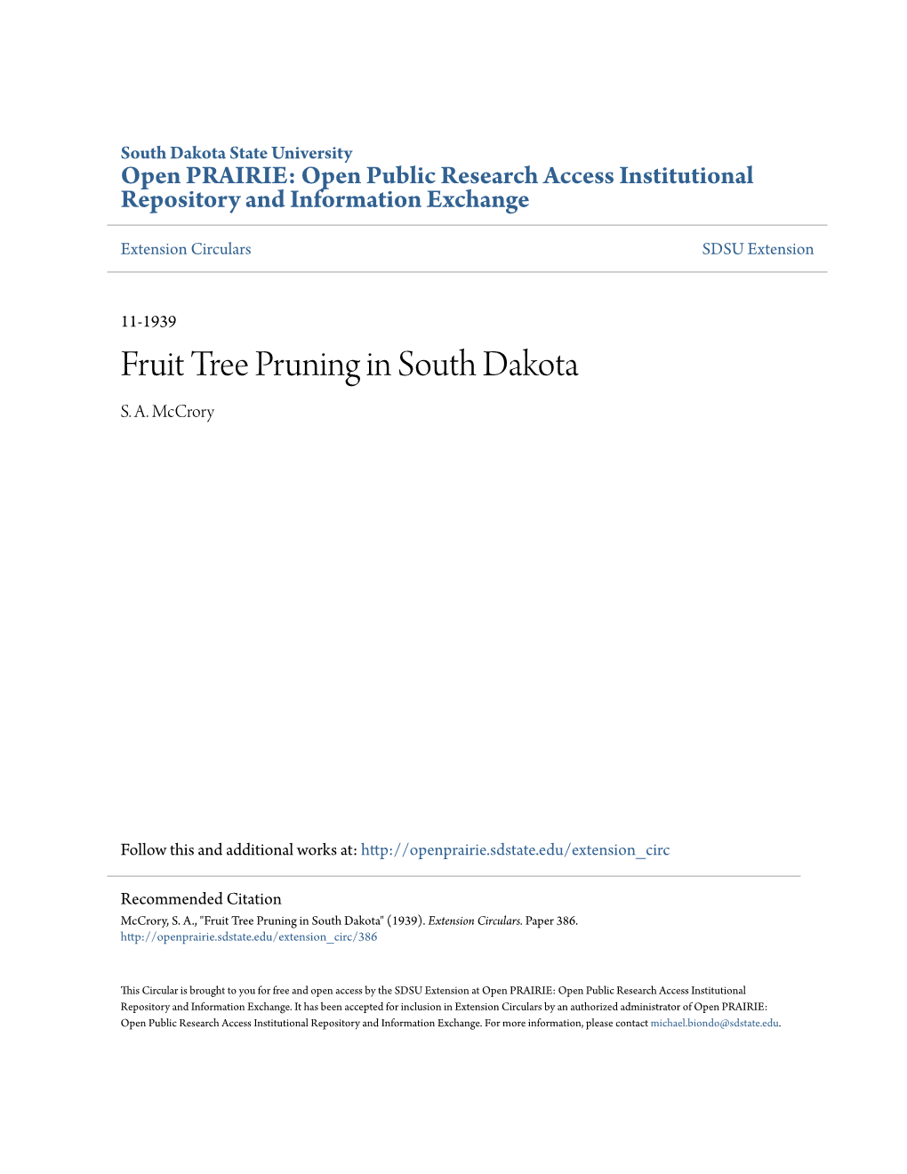 Fruit Tree Pruning in South Dakota S