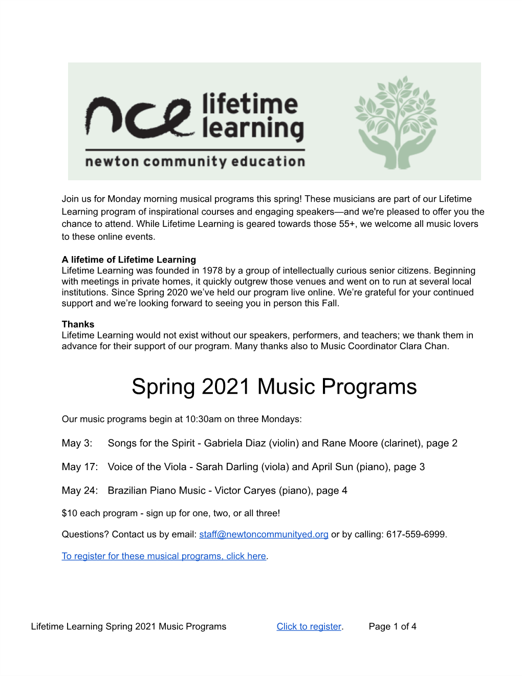 Spring 2021 Music Programs