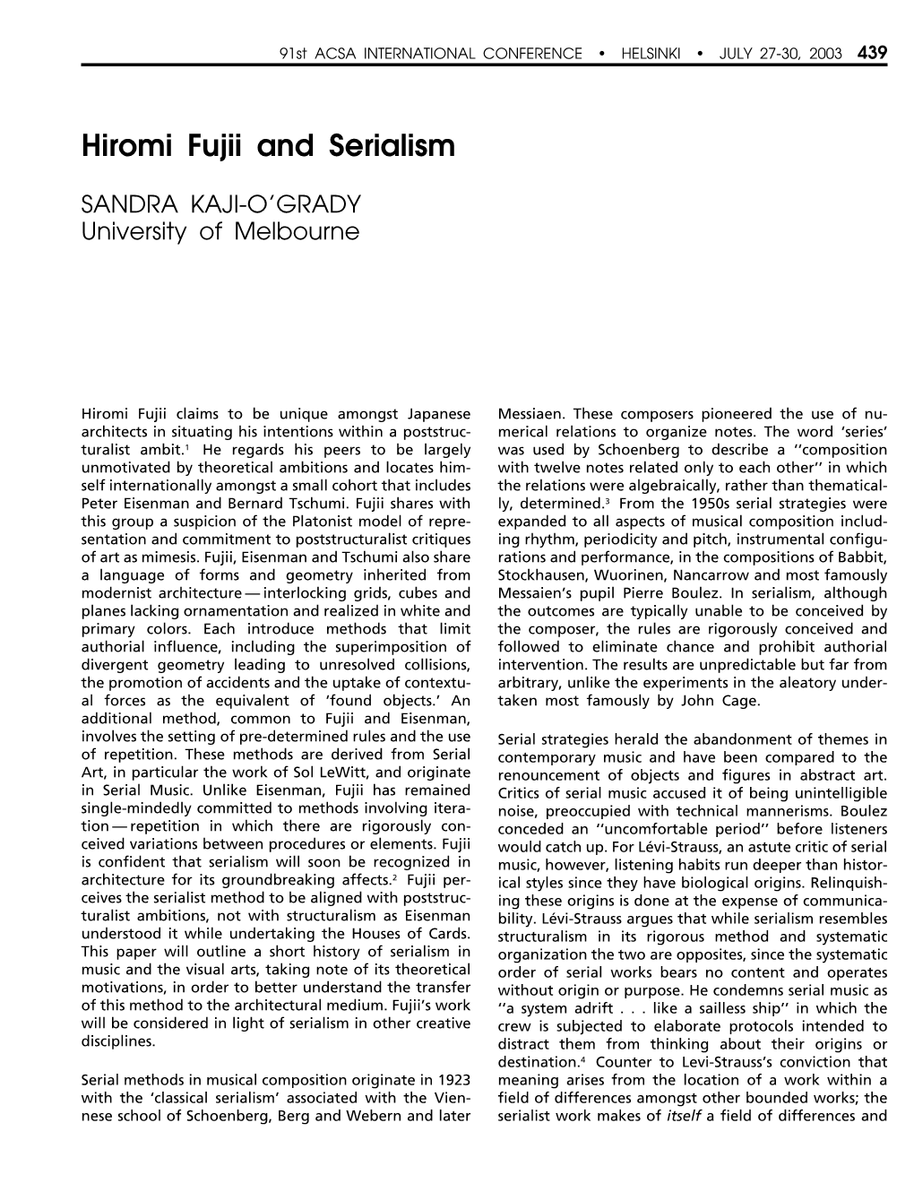 Hiromi Fujii and Serialism