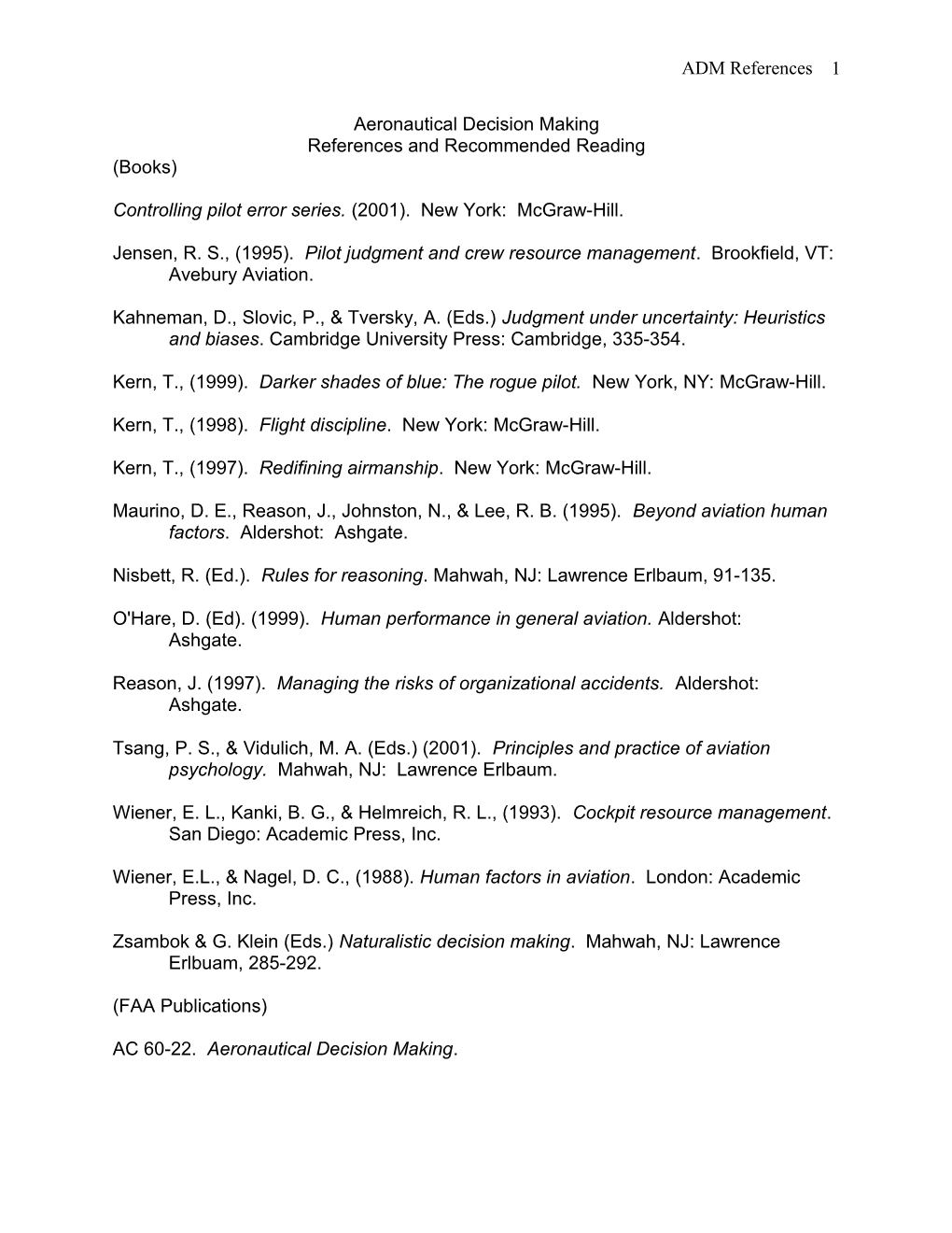 Aeronautical Decision Making