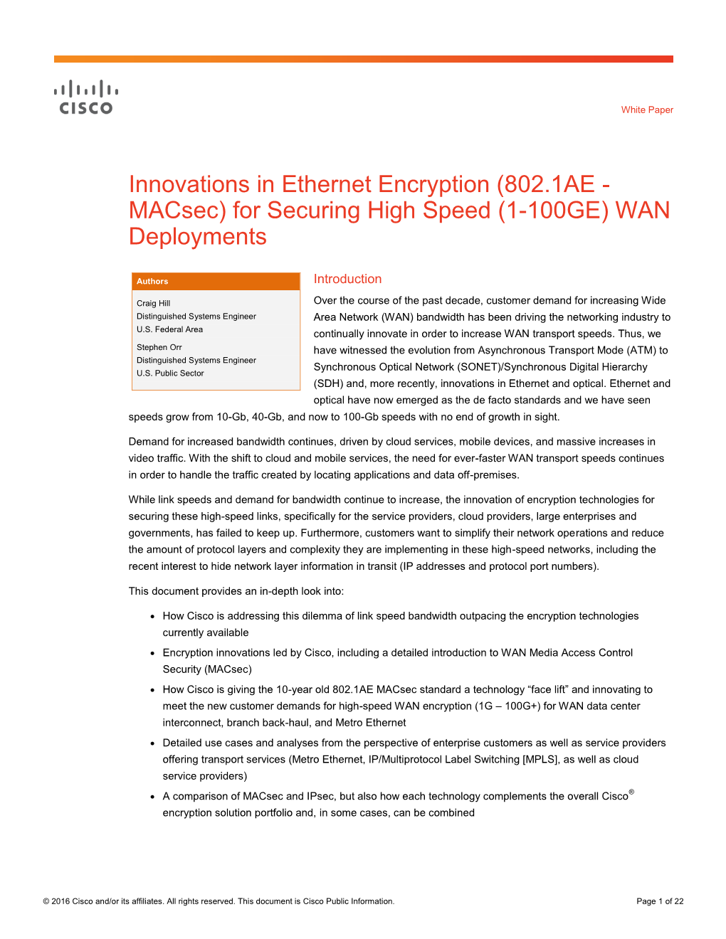 802.1AE - Macsec) for Securing High Speed (1-100GE) WAN Deployments