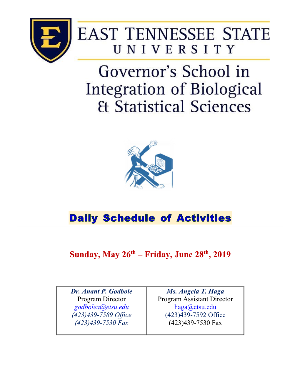2019 Governor's School Calendar of Events