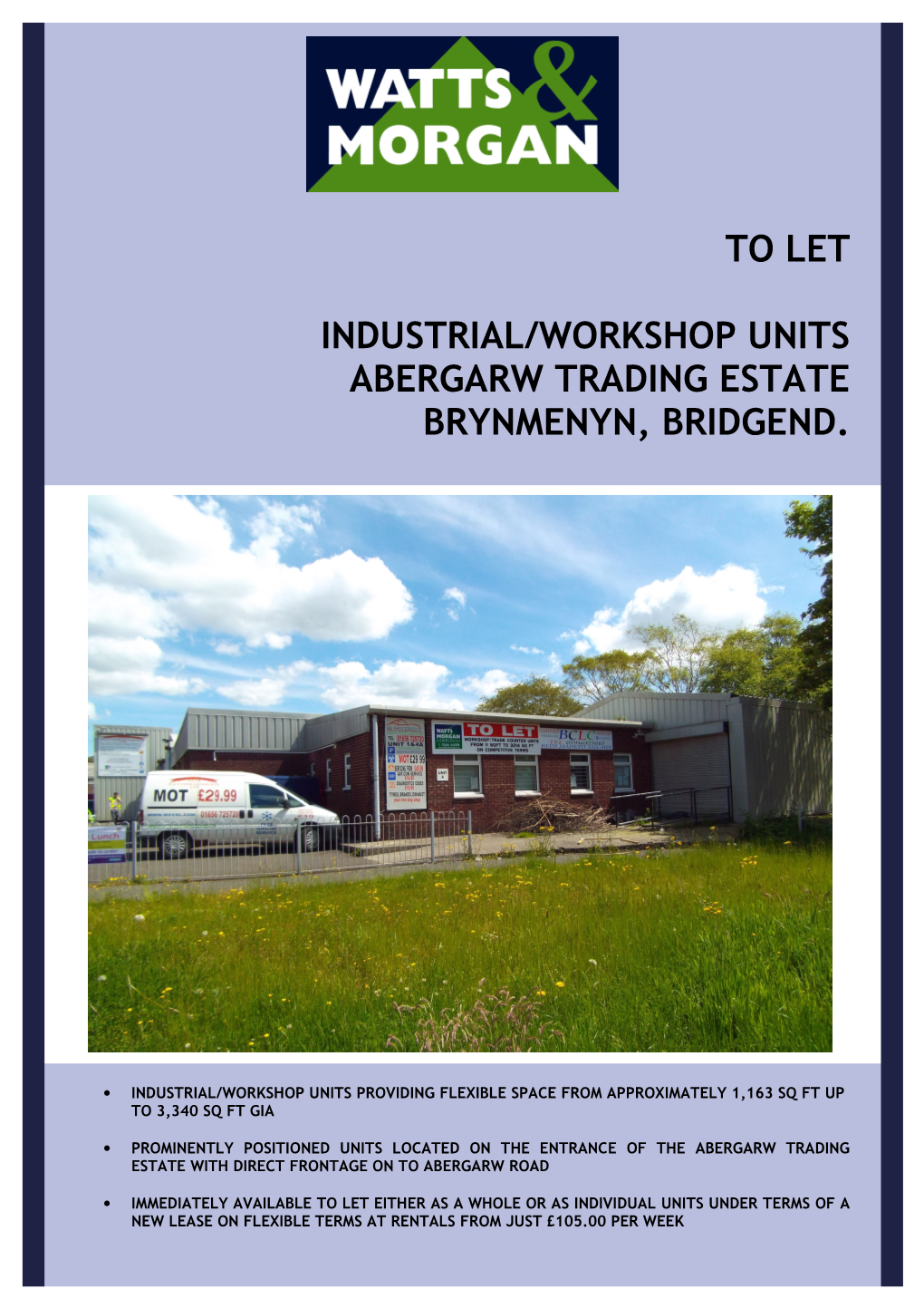 To Let Industrial/Workshop Units Abergarw Trading