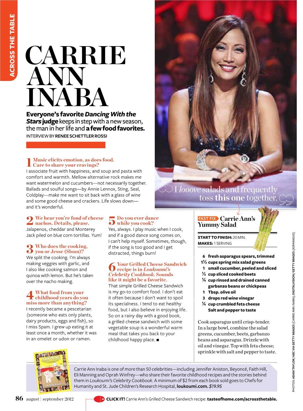 Carrie Ann Inaba); D (Carrie Ann Inaba); a Grilled Cheese Sandwich with Some Cook Asparagus Until Crisp-Tender