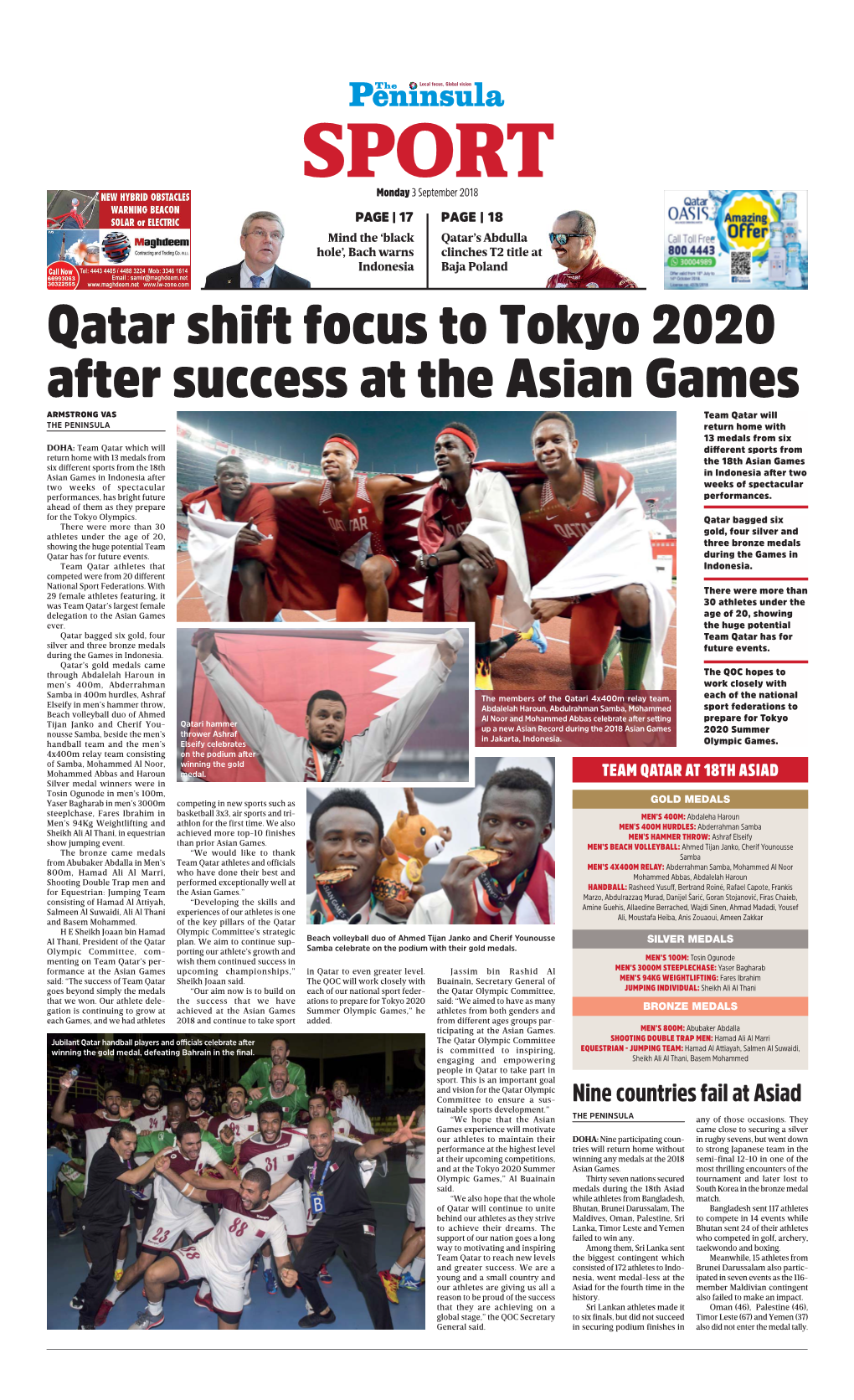 Qatar Shift Focus to Tokyo 2020 After Success at the Asian Games