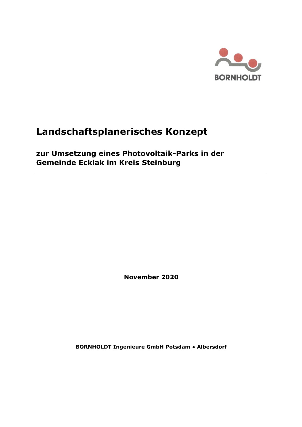 Landschaftsplanerisches Konzept Zur Umsetzung Eines Photovoltaik-Parks in Der Gemeinde Ecklak Im Kreis Steinburg