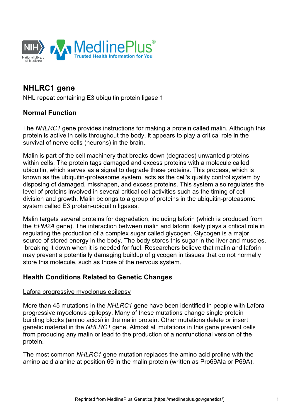 NHLRC1 Gene NHL Repeat Containing E3 Ubiquitin Protein Ligase 1