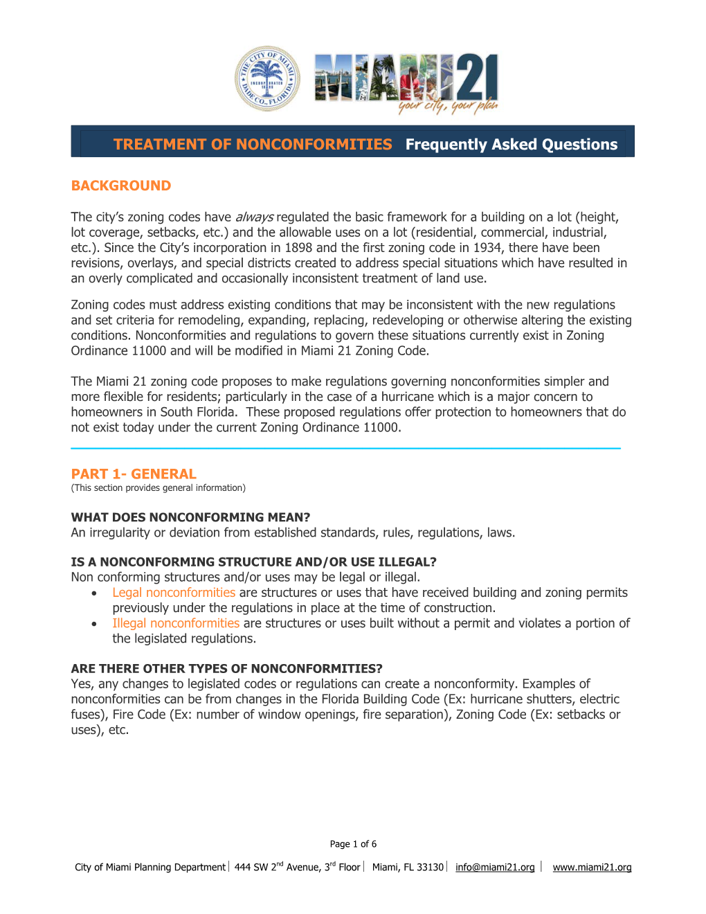 TREATMENT of NONCONFORMITIES Frequently Asked Questions