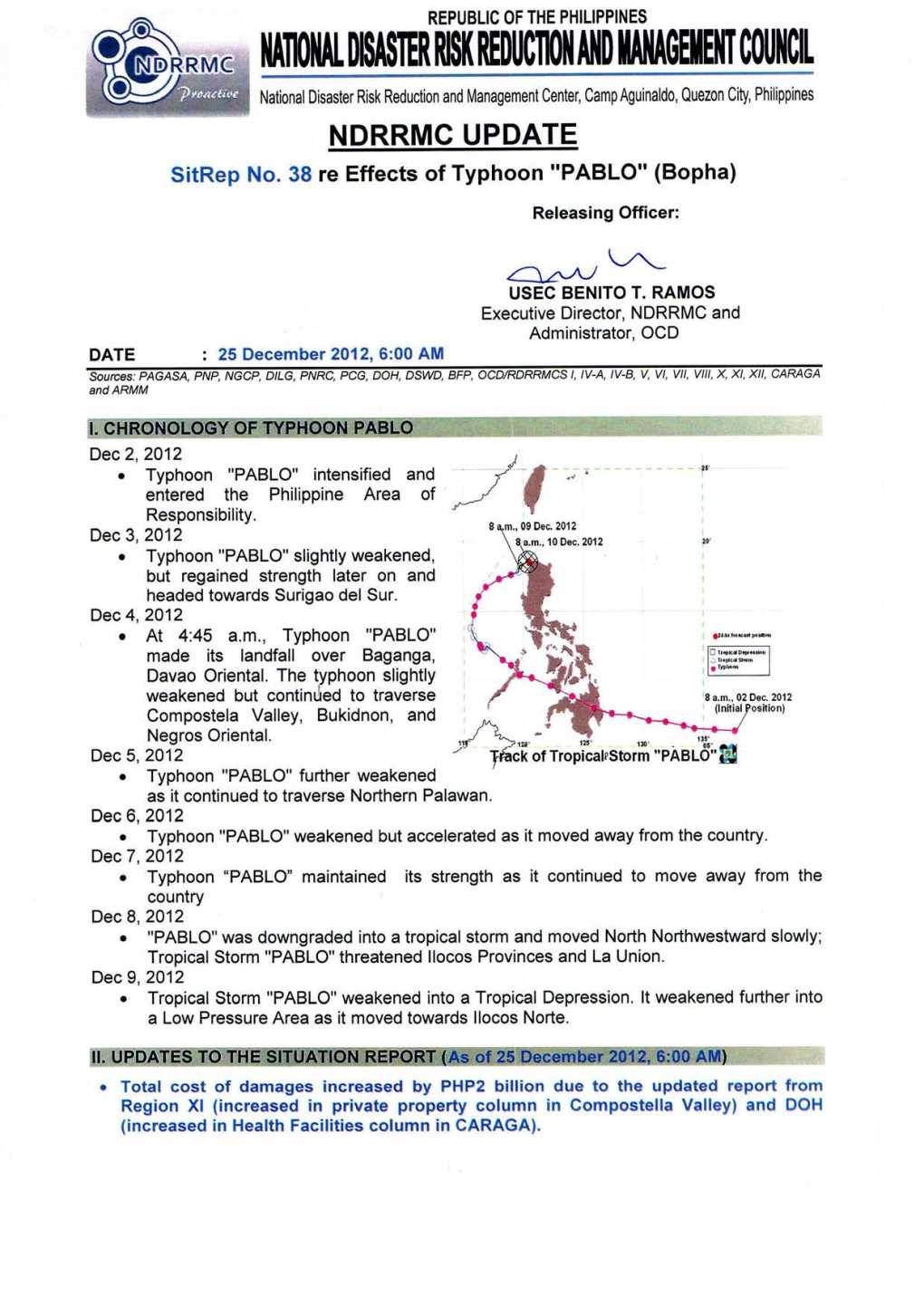 NDRRMC Operations Center on 02 December 2012 at 2:00 PM