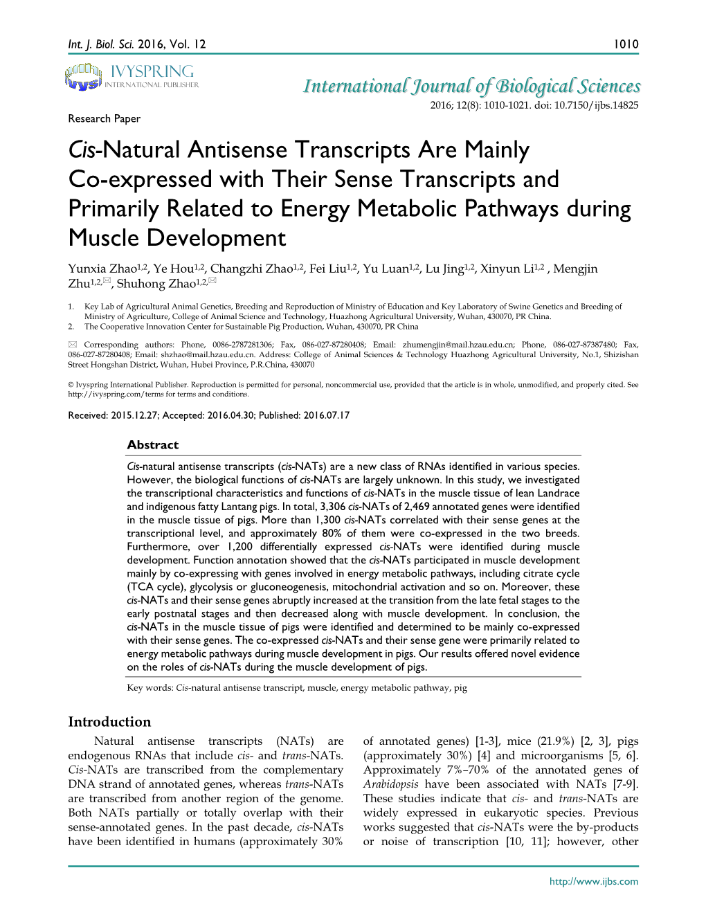 Cis-Natural Antisense Transcripts Are Mainly Co-Expressed with Their