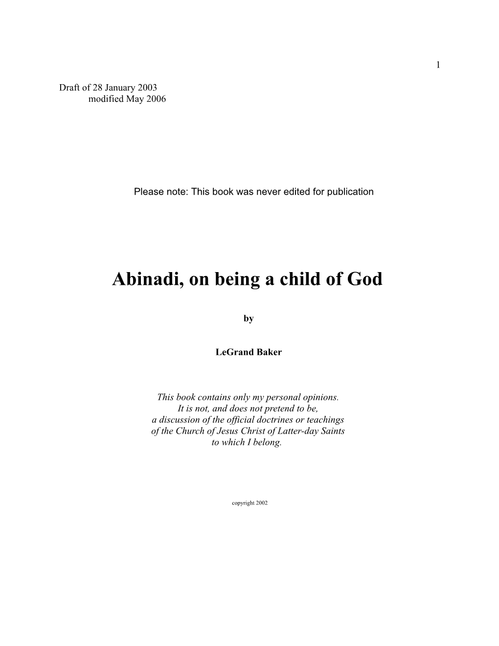 Abinadi, on Being a Child of God