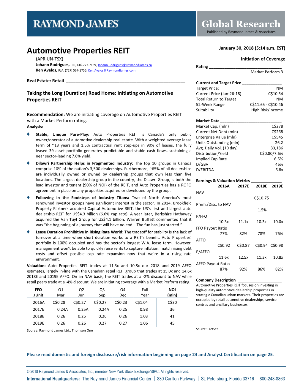 Global Research Published by Raymond James & Associates