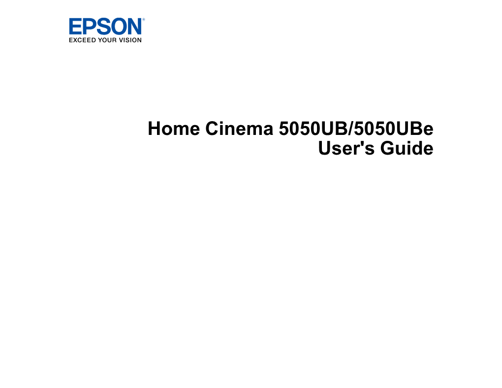 Home Cinema 5050UB/5050Ube User's Guide