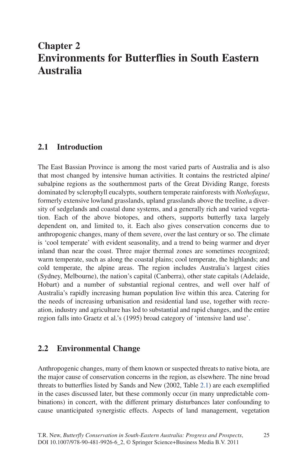 Environments for Butterflies in South Eastern Australia