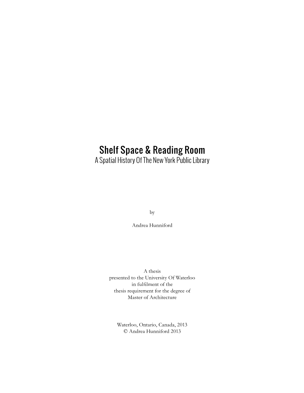 Shelf Space & Reading Room