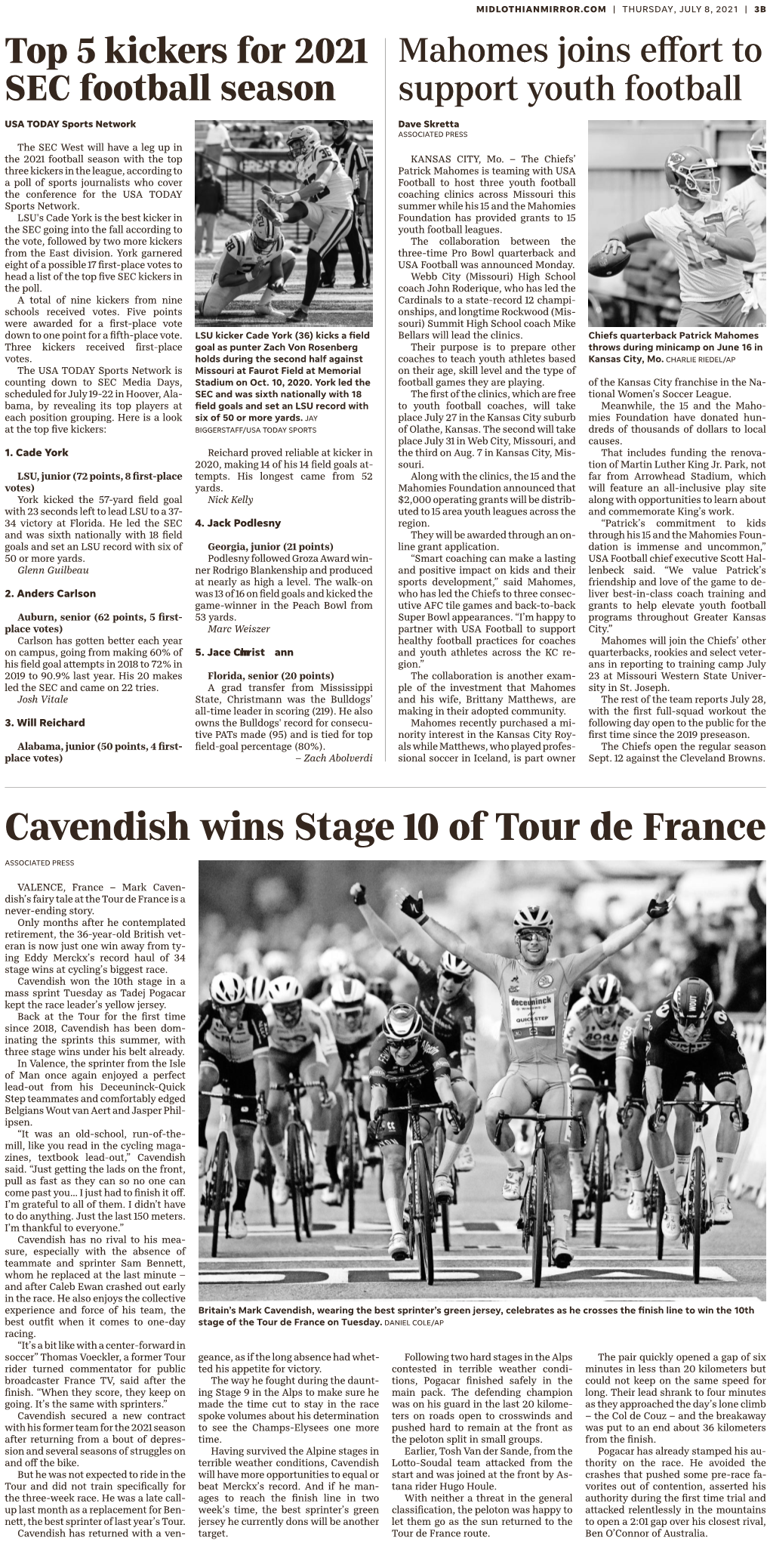 Cavendish Wins Stage 10 of Tour De France