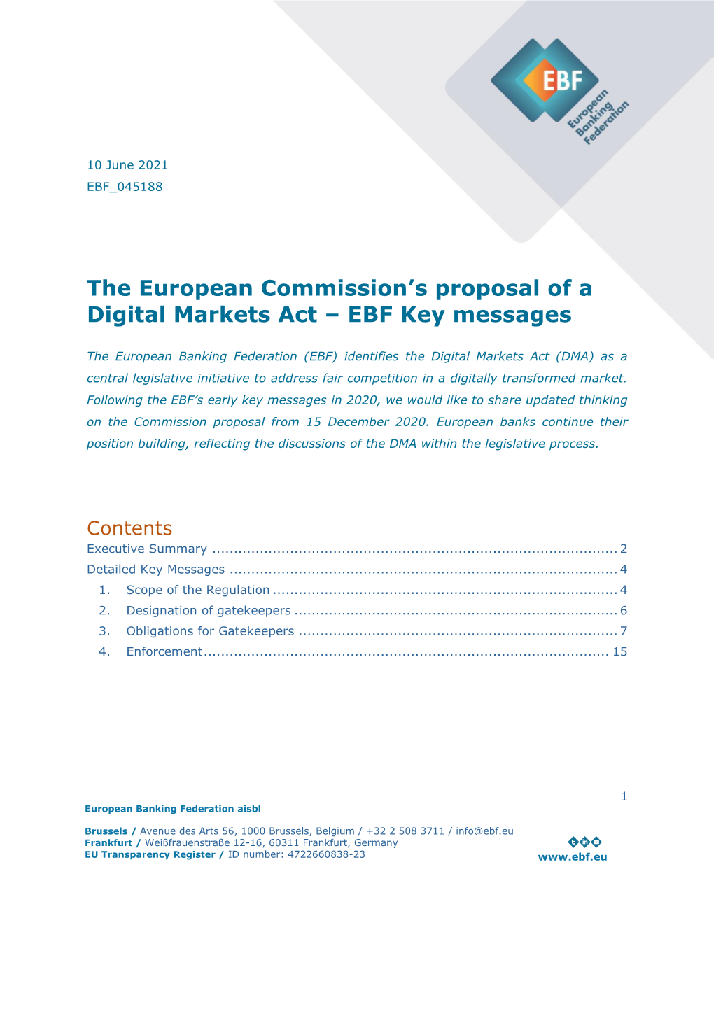 The European Commission's Proposal of a Digital Markets