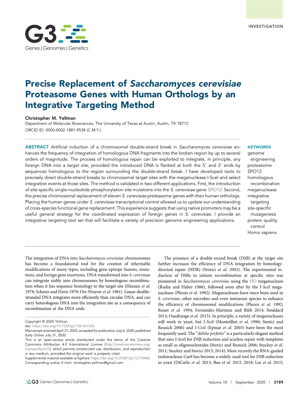 Precise Replacement of Saccharomyces Cerevisiae Proteasome Genes with Human Orthologs by an Integrative Targeting Method