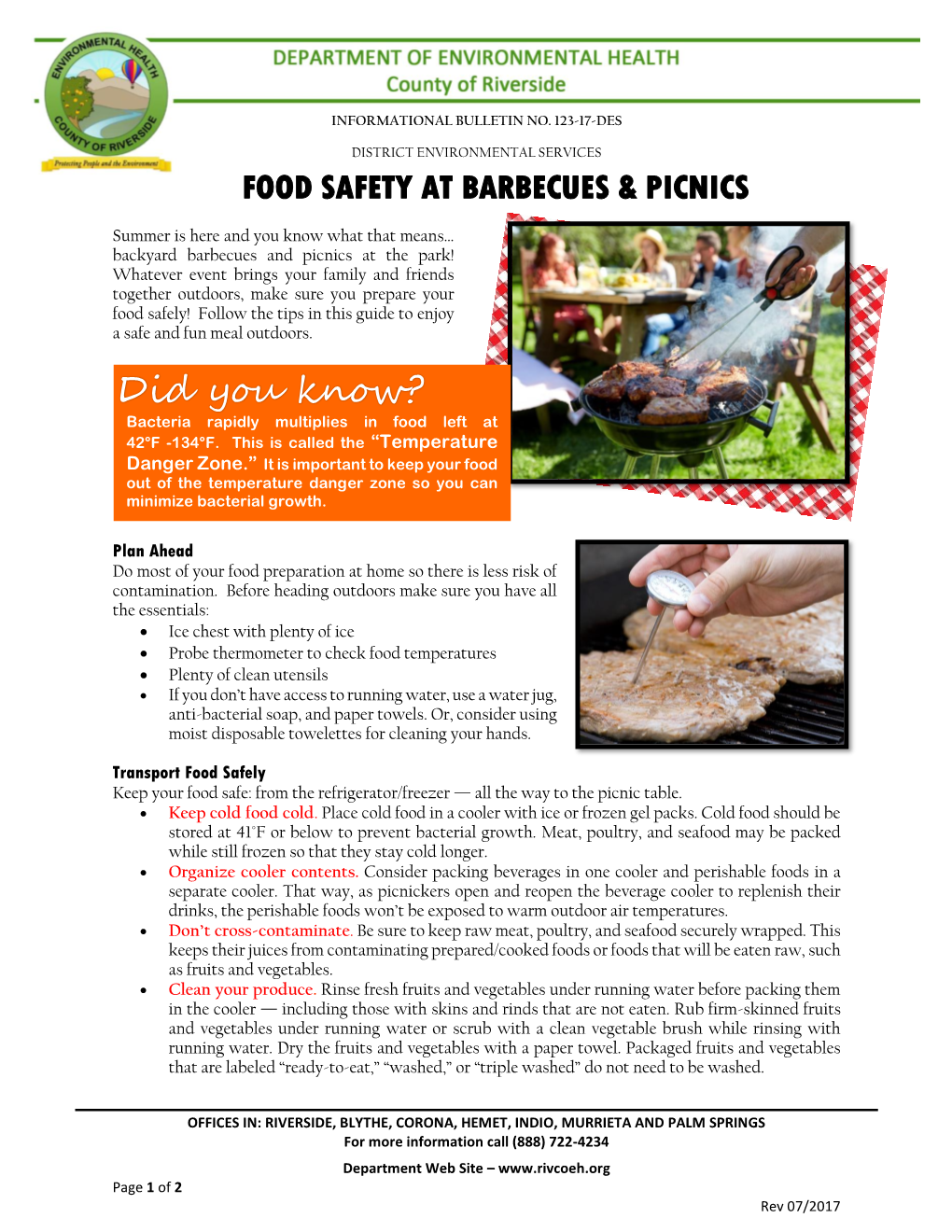 Food Safety at Barbecues & Picnics