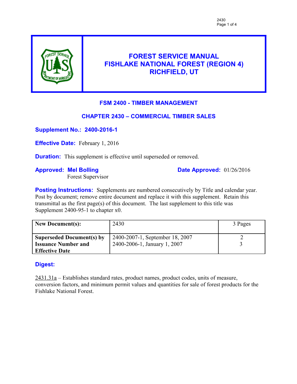 Chapter 2430 COMMERCIAL TIMBER SALES