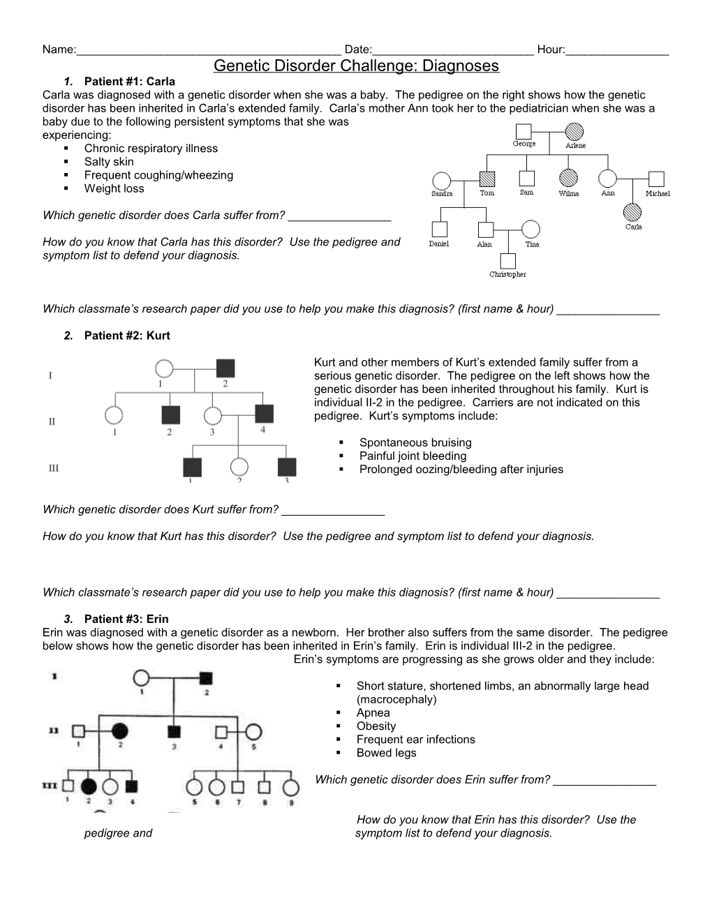 Genetic Disorder Challenge: Diagnoses