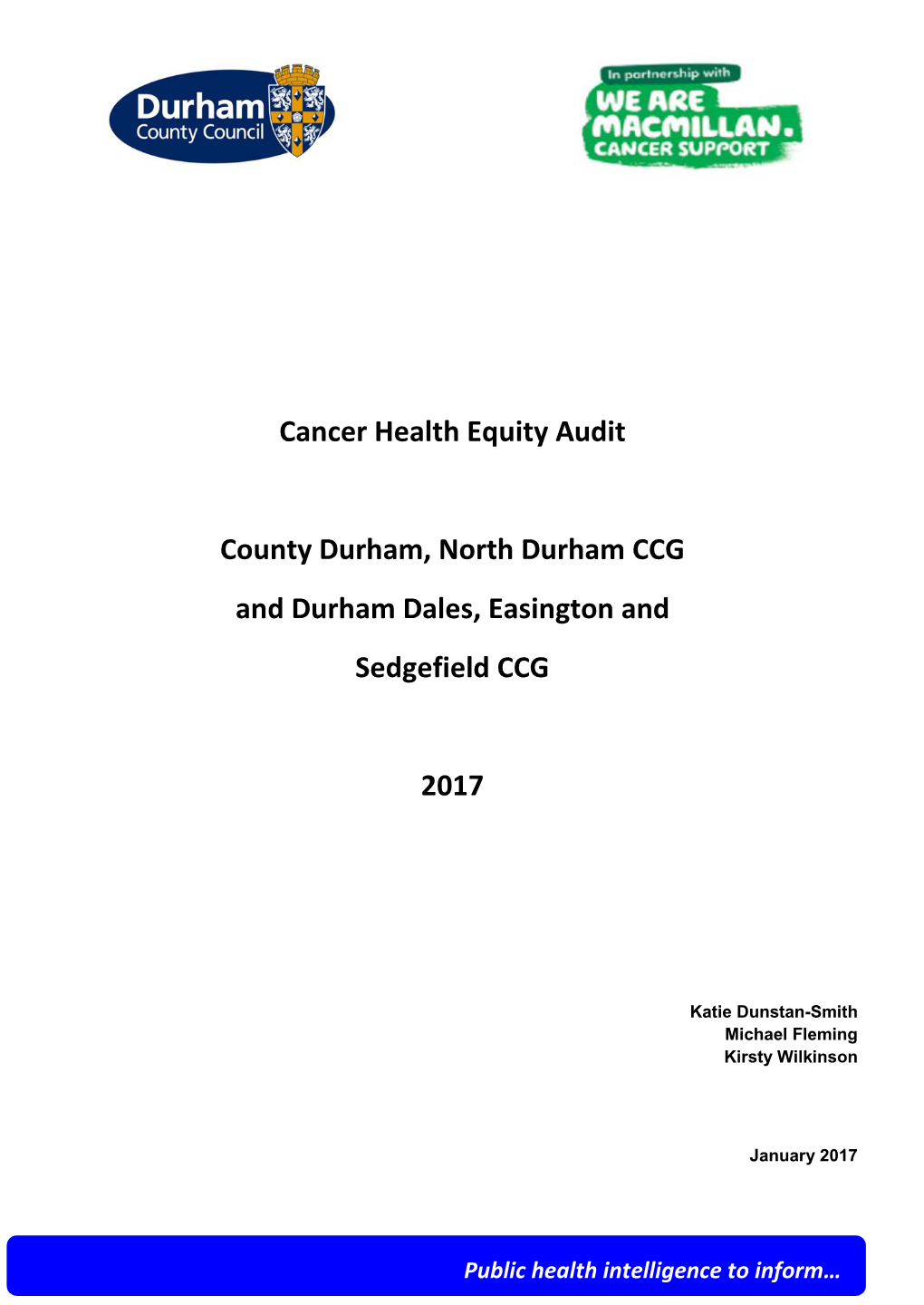 Cancer Health Equity Audit for County Durham 2017