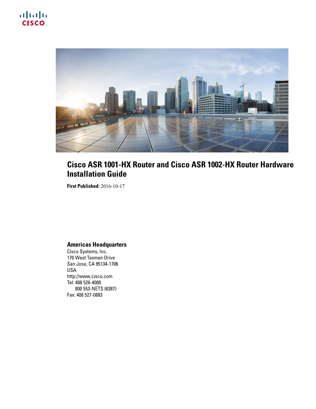 Cisco ASR 1001-HX Router and Cisco ASR 1002-HX Router Hardware Installation Guide