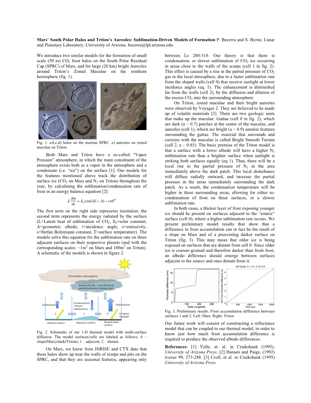 Mars' South Polar Halos and Triton's Aureoles: Sublimation-Driven