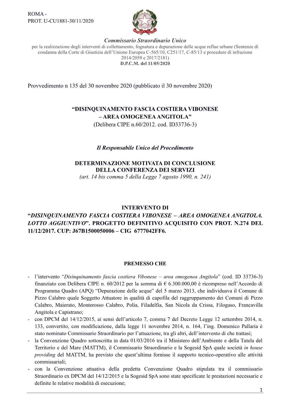 (Pubblicato Il 30 Novembre 2020) “DISINQUINAMENTO