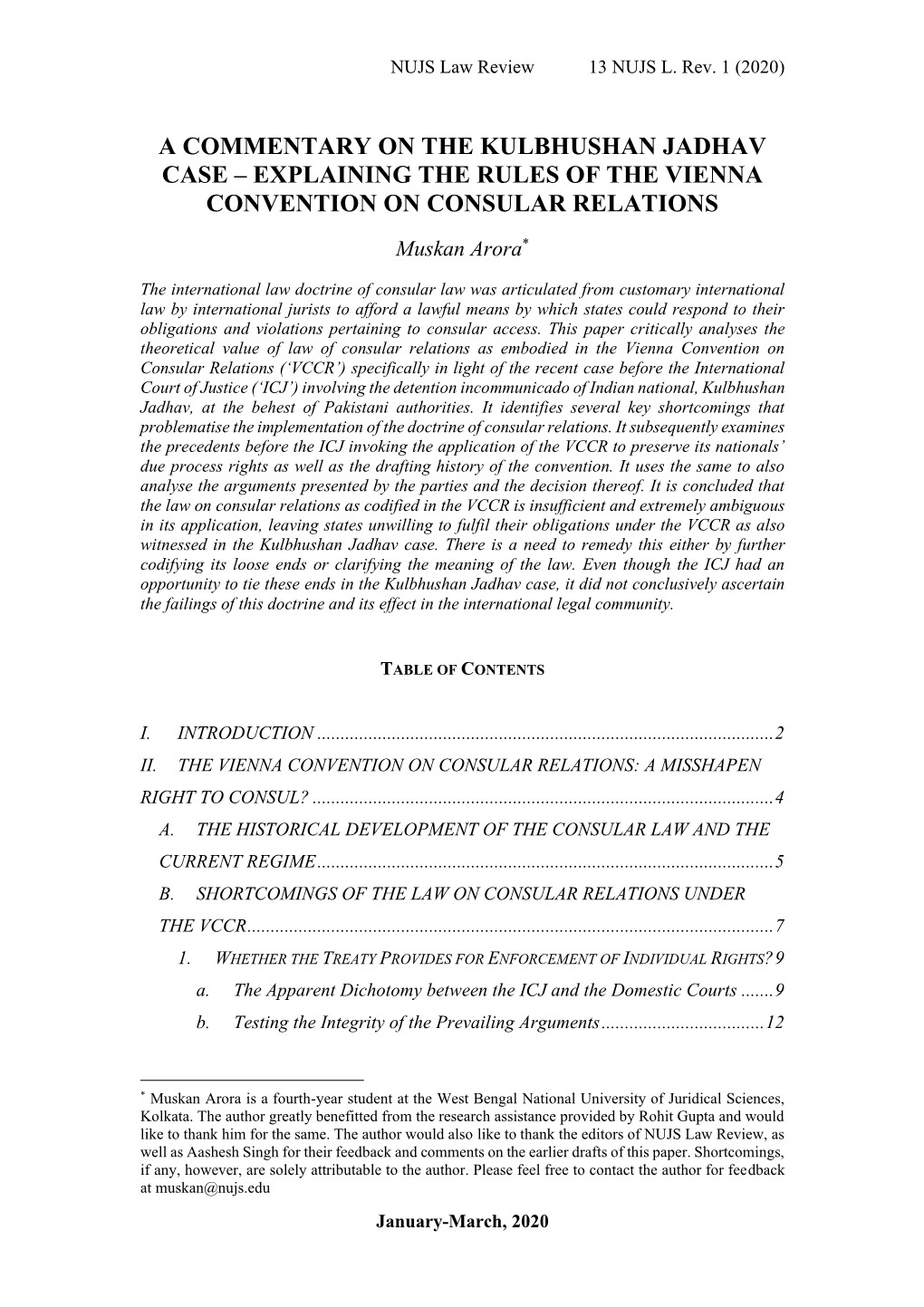 A Commentary on the Kulbhushan Jadhav Case – Explaining the Rules of the Vienna Convention on Consular Relations