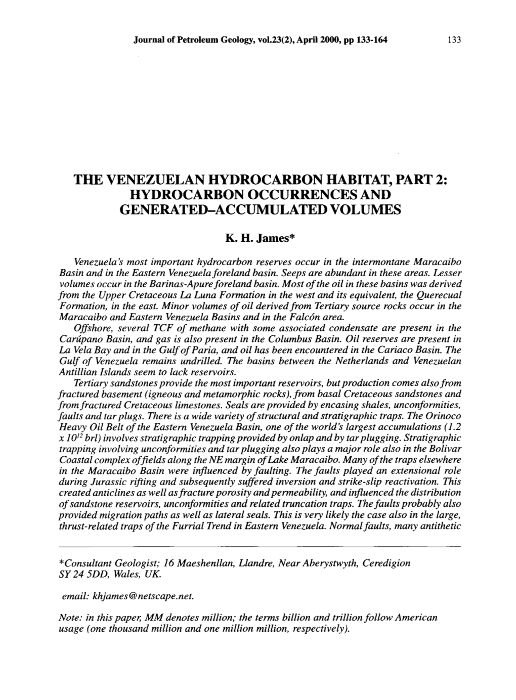 2000, Venezuelan Hydrocarbon Habitat 2