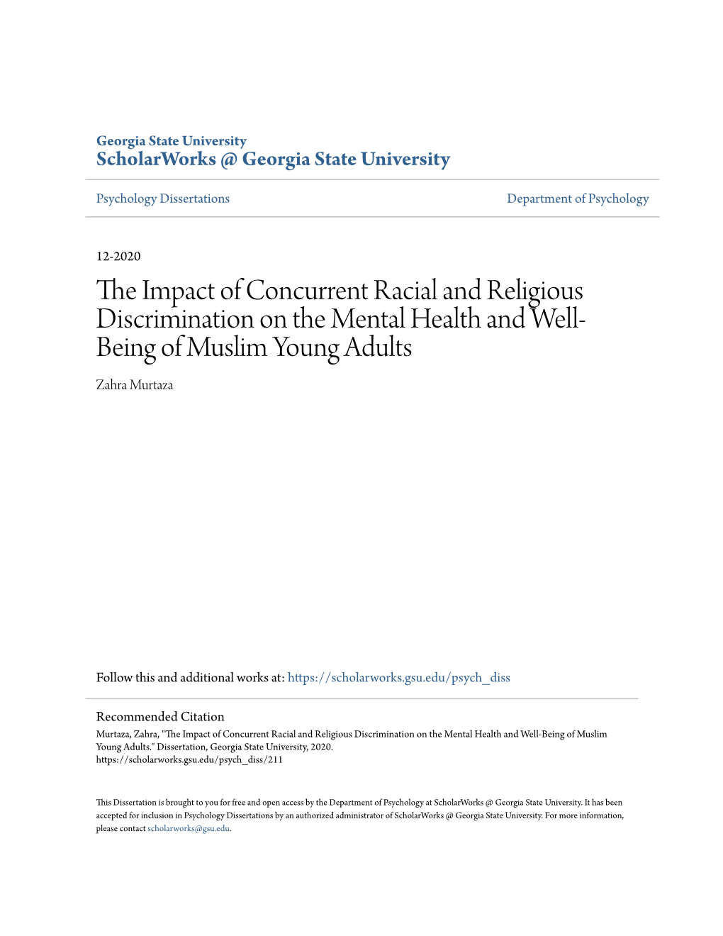 The Impact of Concurrent Racial and Religious Discrimination on The